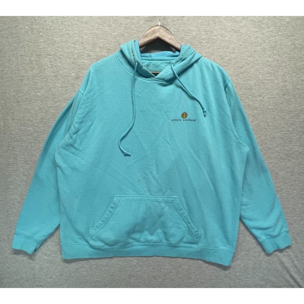 Simply Southern Hoodie Womens 2XL Blue Graphic Strong & Courageous Relaxed Fit